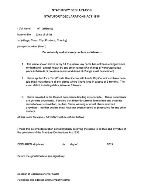 statuatory declaration|Statutory declarations .